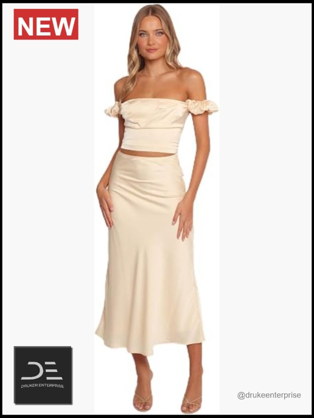 Two Piece Skirt Set - Crop Top & Maxi Skirt - Solid Yellow